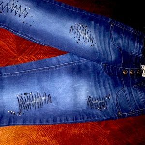 Navy blue high waisted jeans